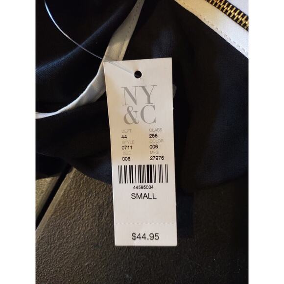 7th Avenue Design Studio NY&Co Black Ruffle Sleeve Blouse Women's Small NEW Zip - Picture 6 of 6